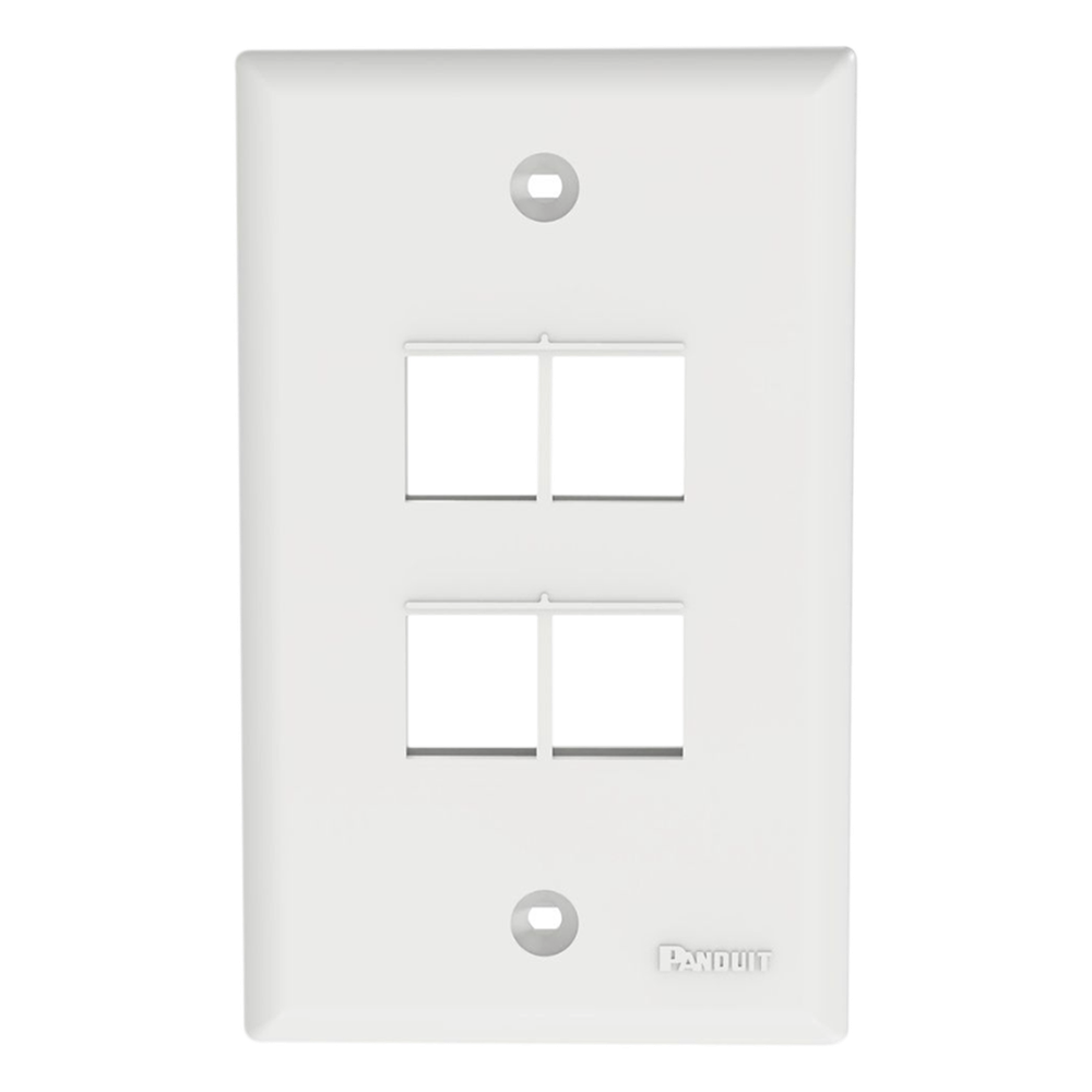 Placa de Pared NetKey Vertical, Salida Para 4 Puertos Keystone, Color Blanco