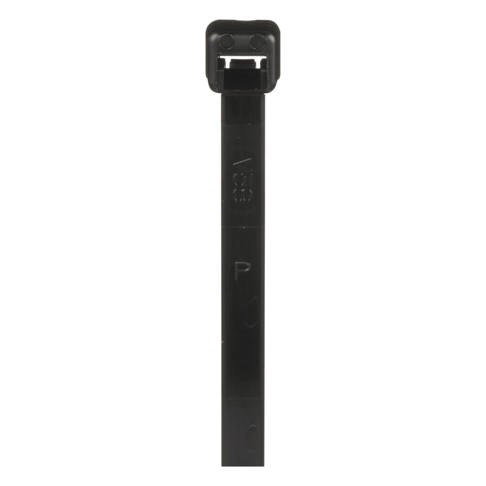 Cincho de Nylon 6.6 de Bloqueo, 188 mm largo x 4.8mm ancho, Color Negro, Exterior Resistente a Rayos UV, Paquete de 1000pz