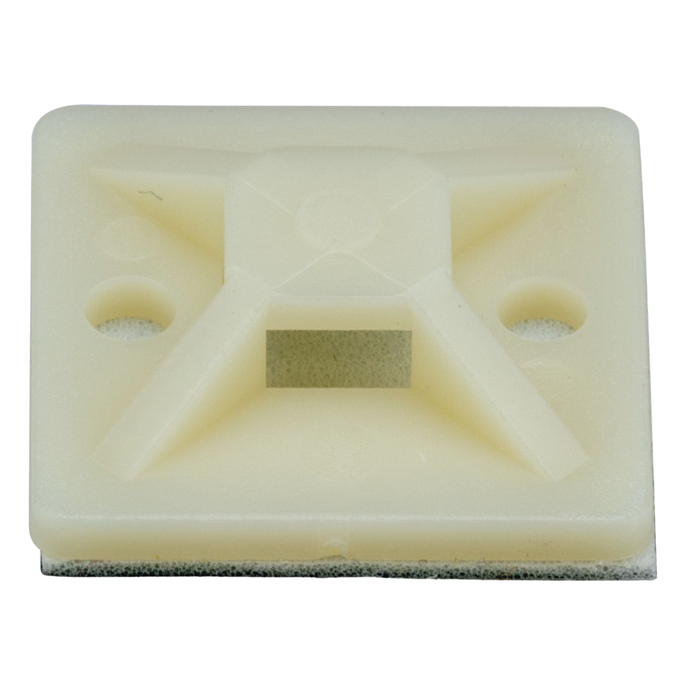 Montaje-Sujetador Adhesivo STRONGHOLD de 4 Vías de 3/4" x 3/4" x 1/4", Color Natural, Nylon 6.6 Retardante de Llamas V-2, Paquete de 100pz