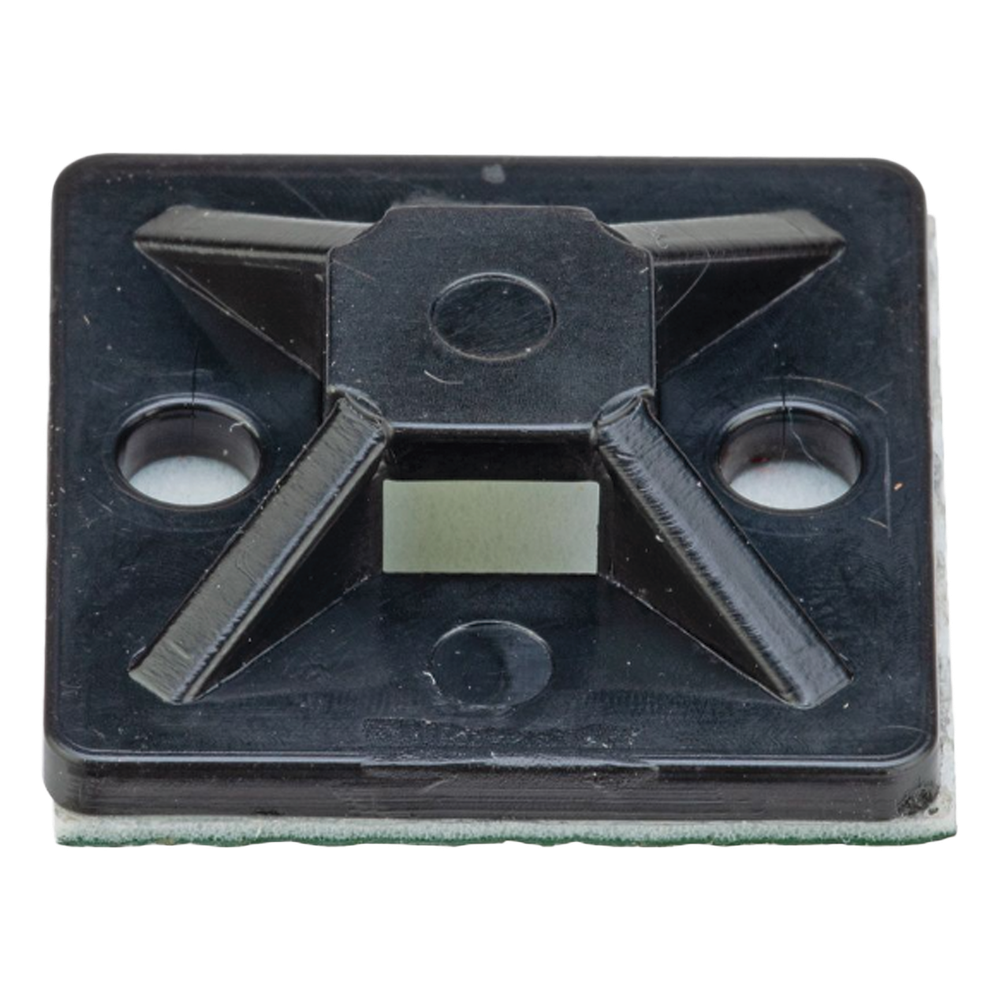 Montaje-Sujetador Adhesivo STRONGHOLD de 4 Vías de 1" x 1" x 1/4", Color Negro, Nylon 6.6 Retardante de Llamas V-2, Paquete de 100pz