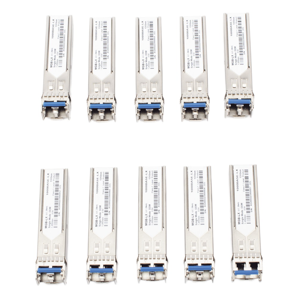 Paquete de 10 Piezas del Transceptor Industrial mini-Gbic SFP 1G LC TX:1310nm Para Fibra Mono Modo 20 Km
