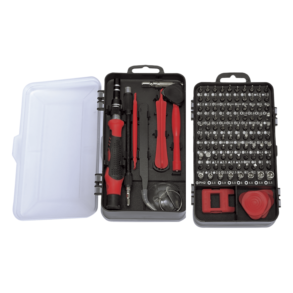 Juego de Reparación de Pantallas o Dispositivos Electrónicos de Uso Fino con 115 piezas con Estuche de Almacenaje.