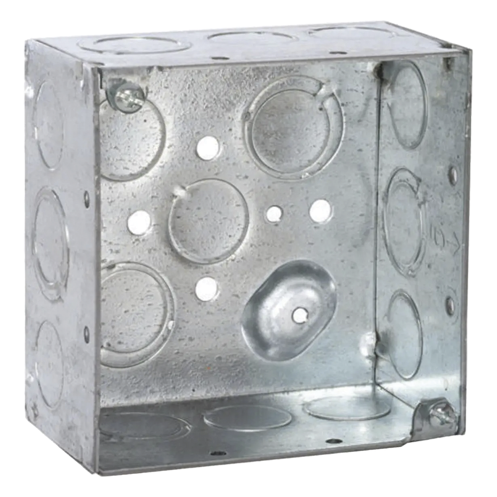 Caja Cuadrada Galvanizada de 4" x 4" RACO HUB-232 – Profundidad de 2 1/8"
