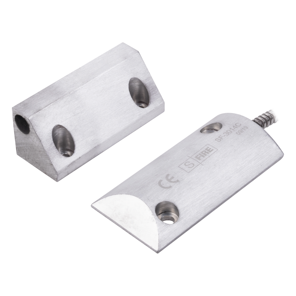Contacto Magnético para Piso Uso Rudo / Salida Dual NC/NA / GAP 65 mm (2.5 in) / Aluminio / Cable Blindado 55 cm / UL & CE