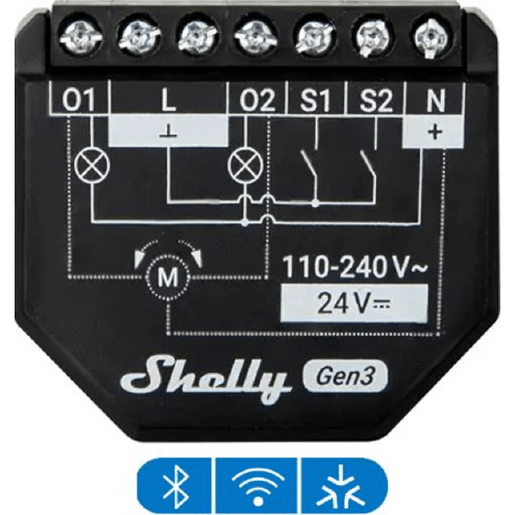 Apagador inteligente Wifi 2.4 SHELLY SHELLY2PMGEN3 – 10A por canal