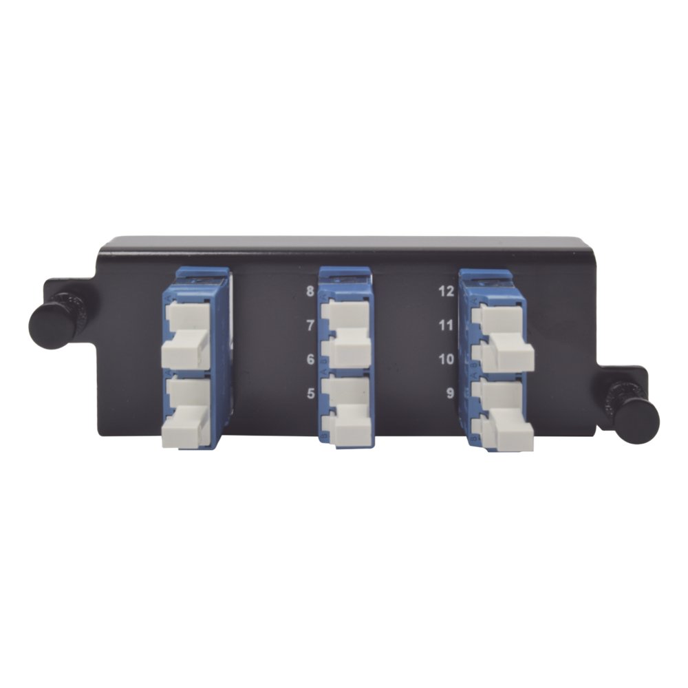 Placa Acopladora de Fibra Óptica Plug and Play, Con 6 Conectores LC Duplex (12 Fibras), Para Fibra Monomodo, Azul