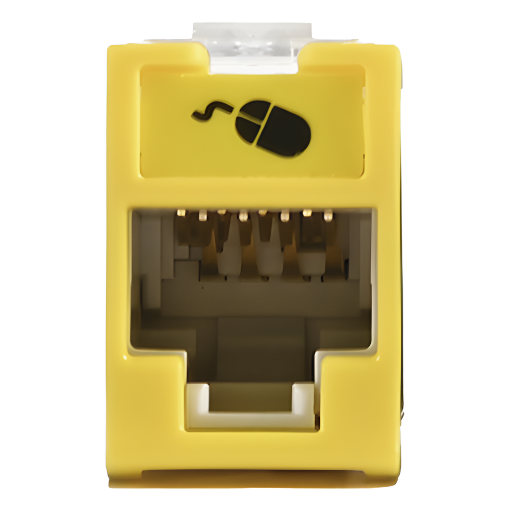Jack Ultramax Cat6a, Utp, Montaje Híbrido en Placa de Pared (Plano y Angulado), Color Amarillo, Punch Down