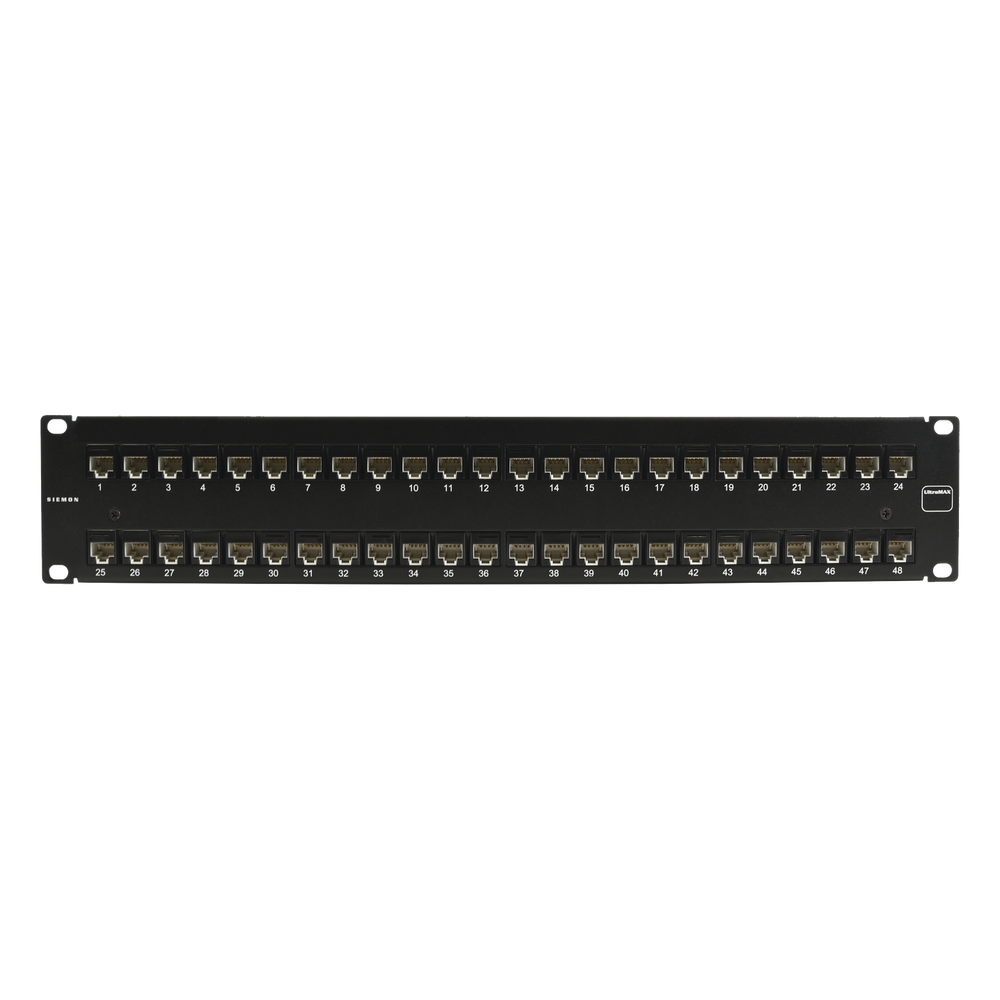 Patch Panel Ultramax. UTP, Precargado con Jacks Cat5e, 48 Puertos, Plano, 2U