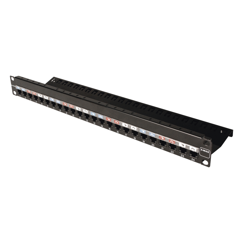 Patch Panel Z-Max, de 24 Puertos, Modular (Vacío), Plano, 1UR