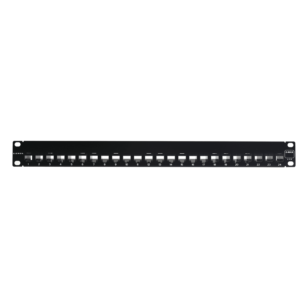 Patch Panel UTP Z-MAX de 24 Puertos, Precargado con Jacks Categoría 6, Plano, 1UR