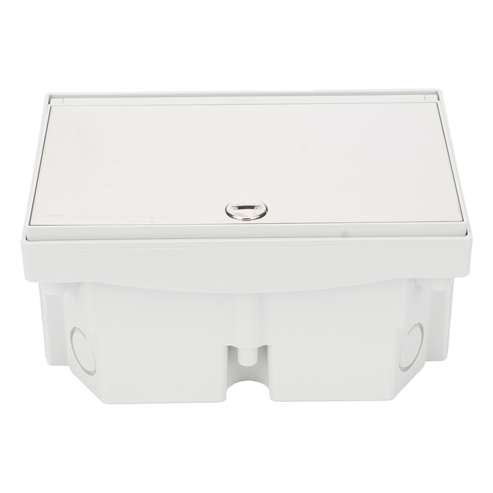 Caja de Suelo Estanca IP66 para Interior y Exterior / Protección contra Polvo y Agua / Sistema de Drenaje Integrado / Cierre Manual o de Seguridad / Alta Resistencia para Áreas Públicas