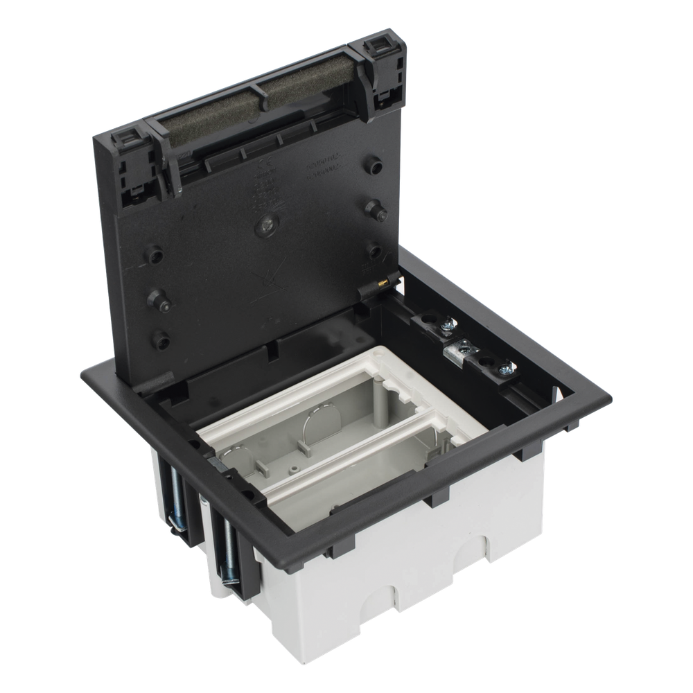 Caja Para Instalación en Piso Falso para Voz, Datos o Contactos Eléctricos / Capacidad para 2 Módulos / Espacio Embellecedor en la Tapa / Profundidad Ajustable de 90 a 120 mm (3.54 a 4.72 pulgadas) / Los Módulos se Adquieren Aparte / (SF210/14CY)