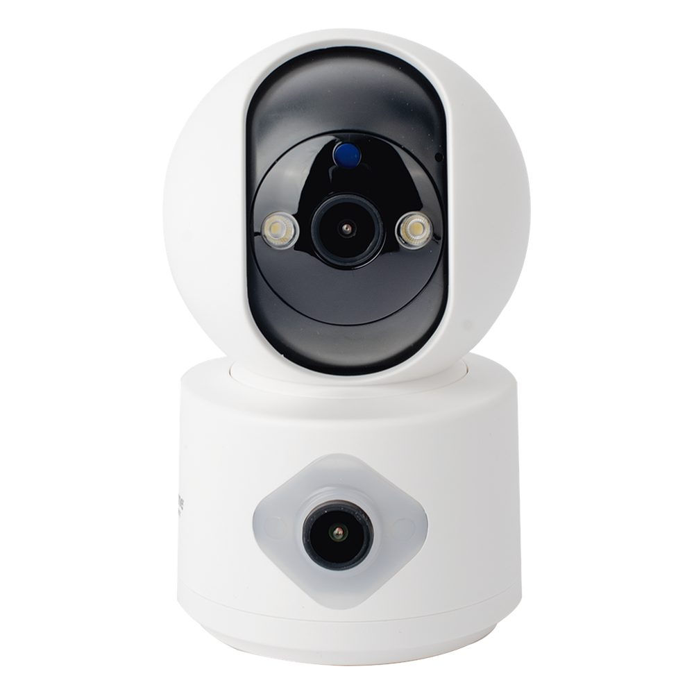 Cámara IP WiFi Doble Lente 4mm 3MP / Autoseguimiento y Detección de Movimiento / Pan 320° Tilt 70° / Audio Bidireccional / Visión Nocturna IR 10 m / microSD hasta 128GB y Nube / App EpcomSmart Home