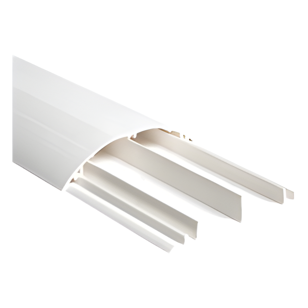 Ducto media caña color blanco de dos vias, de PVC auto extinguible, 90.5 x 19.7 x 1220mm (9400-01250)