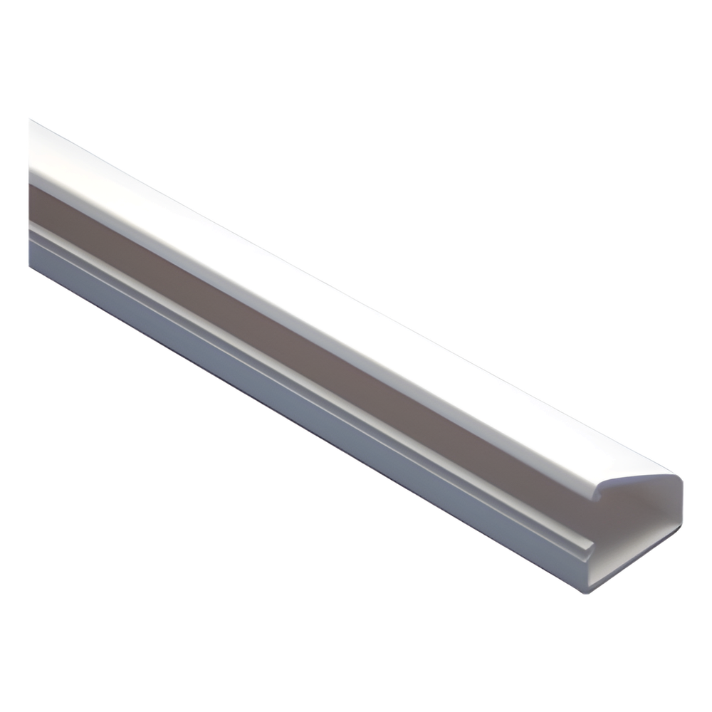 Canaleta blanca tipo bisagra de PVC auto extinguible, con cinta adhesiva, paquete con 4 piezas de 20x10x1100mm (5101-01272)