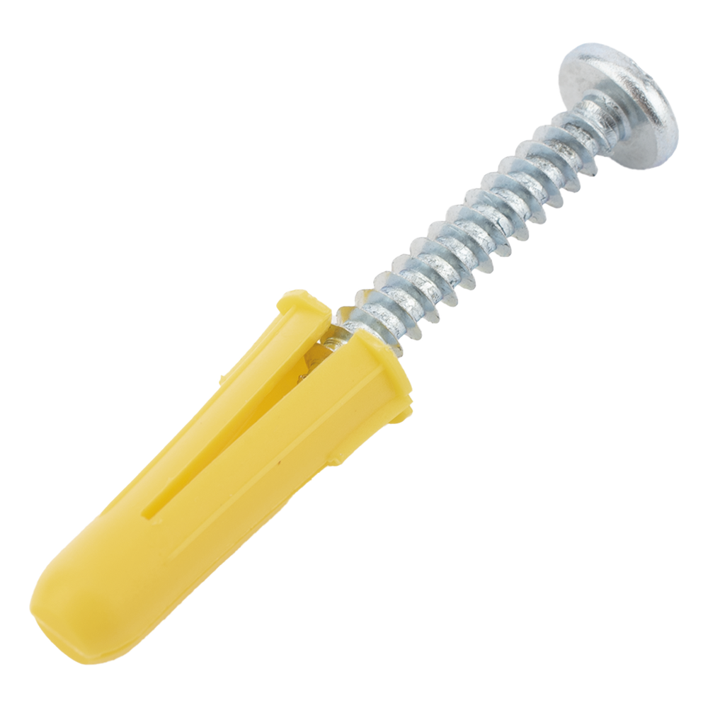 [TP-1X-KIT] Paquete de 20 taquetes amarillo 1" y 20 tornillos 8mm x 1"