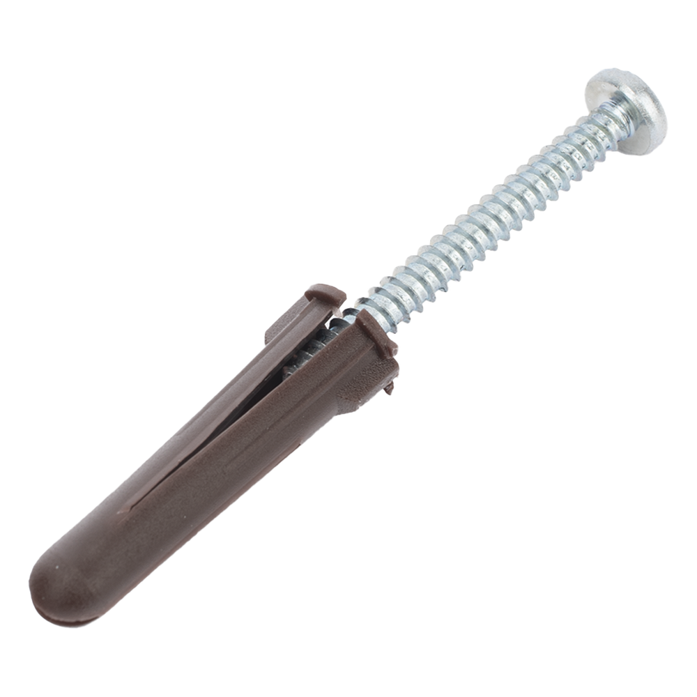 [TP-2B-KIT] Paquete de 10 taquetes café 1 3/4" y 10 tornillos 10mm x 1 3/4" (1104-05002)
