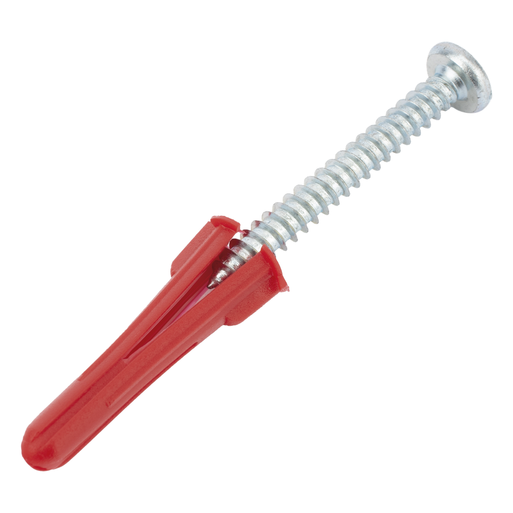 [TP-2X-KIT] Paquete Con 10 Taquetes Rojos de 1/4" y 10 tornillos 10 x 1 1/2" (4.82 x 38 mm) (1103-05002)