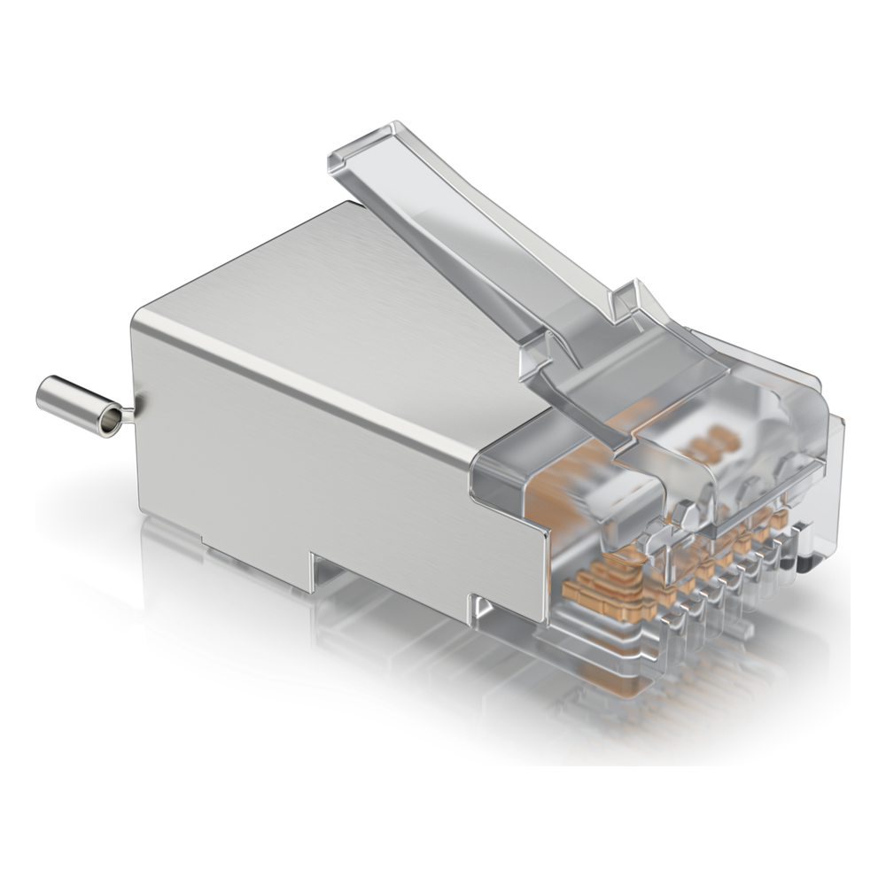 [UISP-CONNECTOR-SHD] Paquete de 100 Conectores RJ45 Blindados Diseñados para Cables Ethernet UISP (UISP Cable Pro y Cable Carrier)