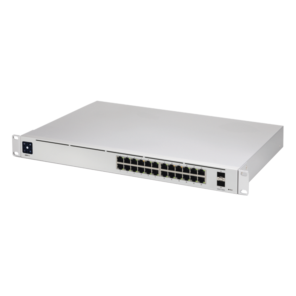 UniFi Switch USW-Pro-24, Capa 3 de 24 puertos Gigabit RJ-45 + 2 puertos 1/10G SFP+, pantalla informativa