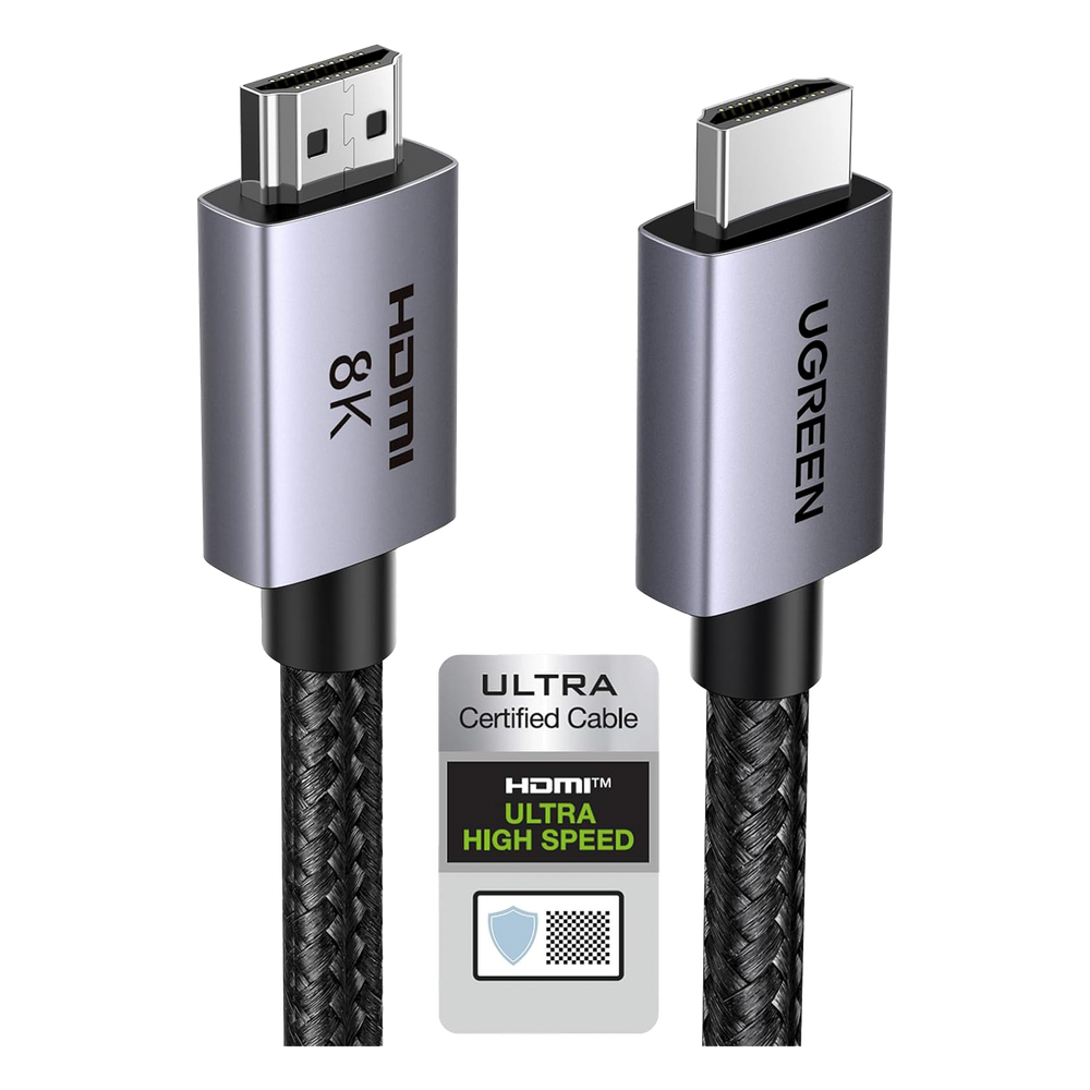 Cable HDMI 2.1 de 8K@60Hz | 3 metros | 48Gbps | HDR10+ | 3D Inversivo| eARC | Dolby ATMOS | VVR | QMS | QFT | ALLM | 3 modos de Visualización | Certificado HDMI 8K | Niquelado | Nylon Trenzado | Carcasa de Aluminio.