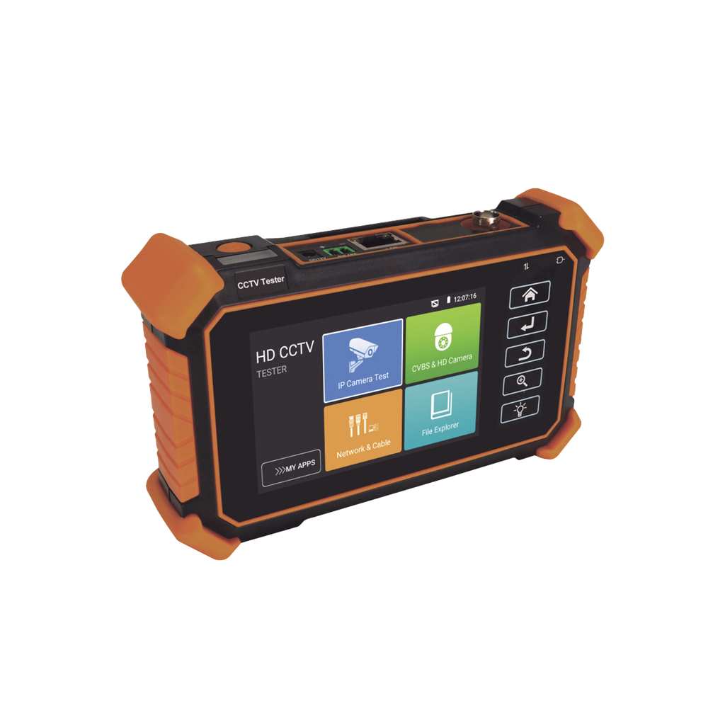 Probador de V√≠deo de mu√±eca / Soporta ONVIF, 8K, H.264 y H.265 / TVI de 8 MP, CVI de 8 MP, y  AHD de 8 MP / Salida de energ√≠a  DC12V 3A, 48V PoE 25.5W / Admite RS485 / Prueba de audio TVI 5.0 / Prueba de cable UTP, RJ45 TDR