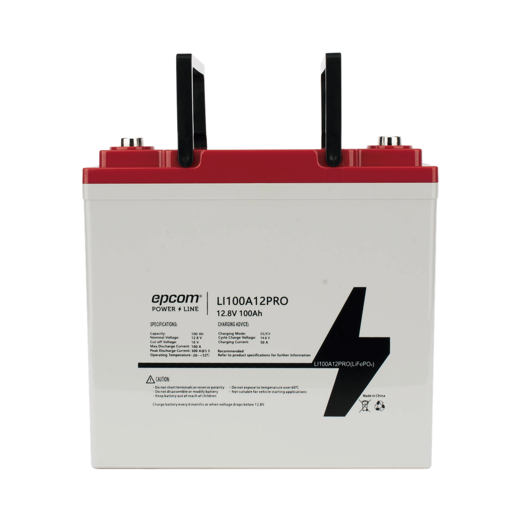 Batería de Litio Ciclo Profundo, 12.8 Vcc 100Ah LiFePO4 Válvula de Alivio, Solar, Marina, Máximo 100 A de Descarga - EPCOM POWER LINE BY RITAR LI100A12PRO