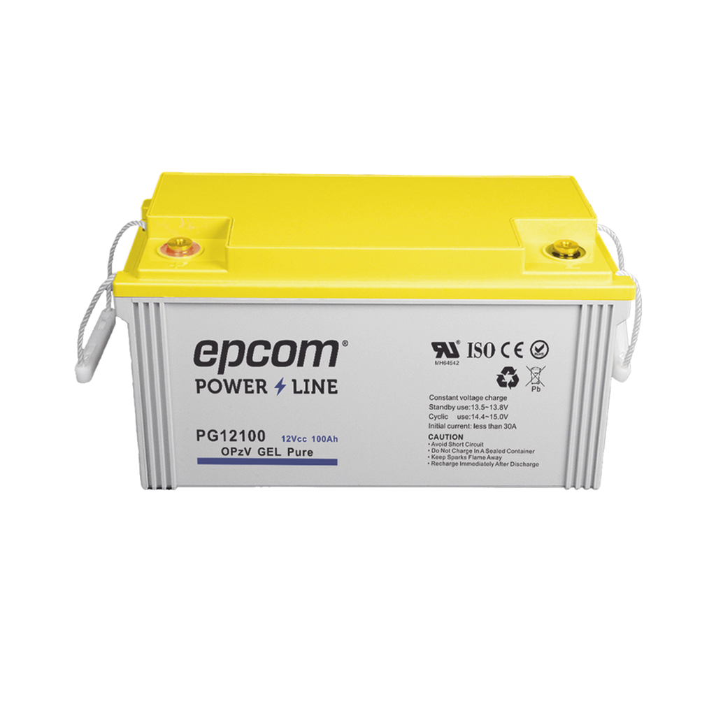 Batería de GEL PURO OPzV / 12 V @ 100 Ah / Ciclo profundo / Uso en Aplicaciones Fotovoltaicas y de Respaldo - EPCOM POWERLINE PG12100