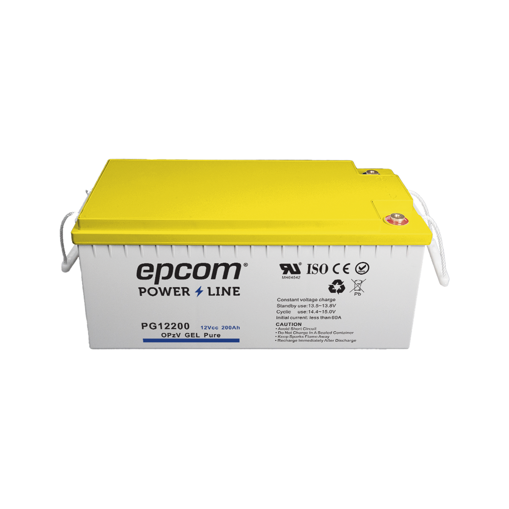 Batería de GEL PURO OPzV / 12 V @ 200 Ah / Ciclo profundo / Uso en Aplicaciones Fotovoltaicas y de Respald - EPCOM POWERLINE PG12200