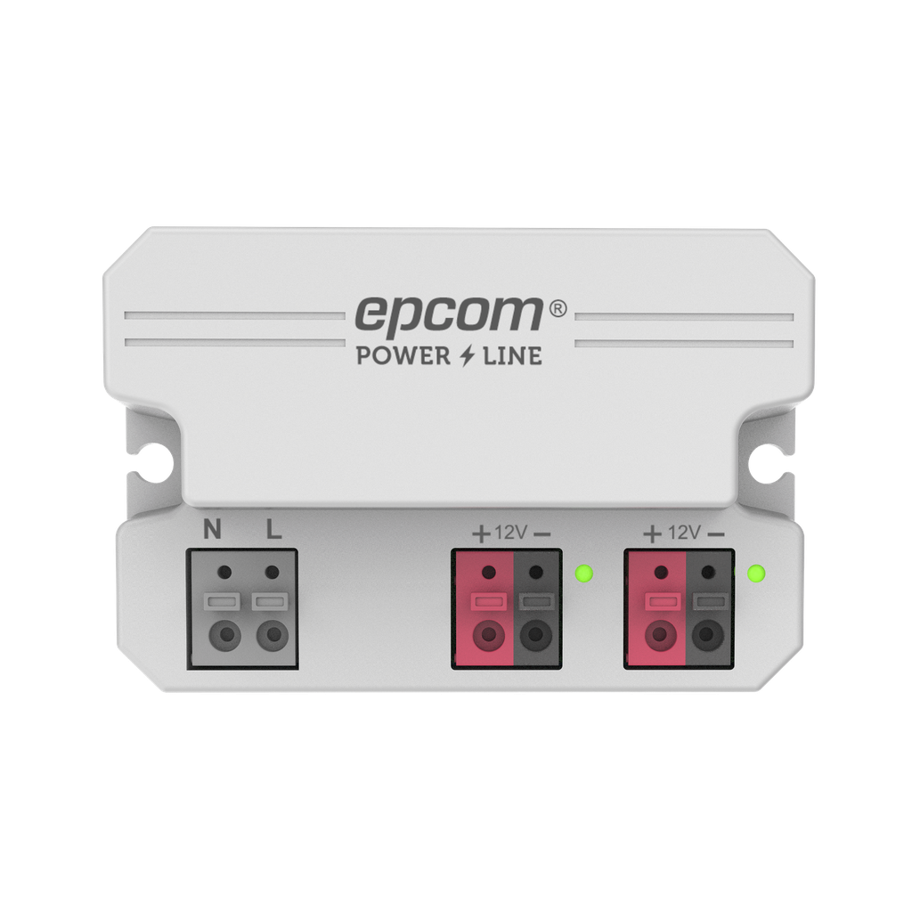 Fuente de alimentación / 12 Vcc / 2 Amperes / Terminales de entrada para Vca en 2 pines / 2 salidas para Vcc en 2 pines - EPCOM POWERLINE PL0012