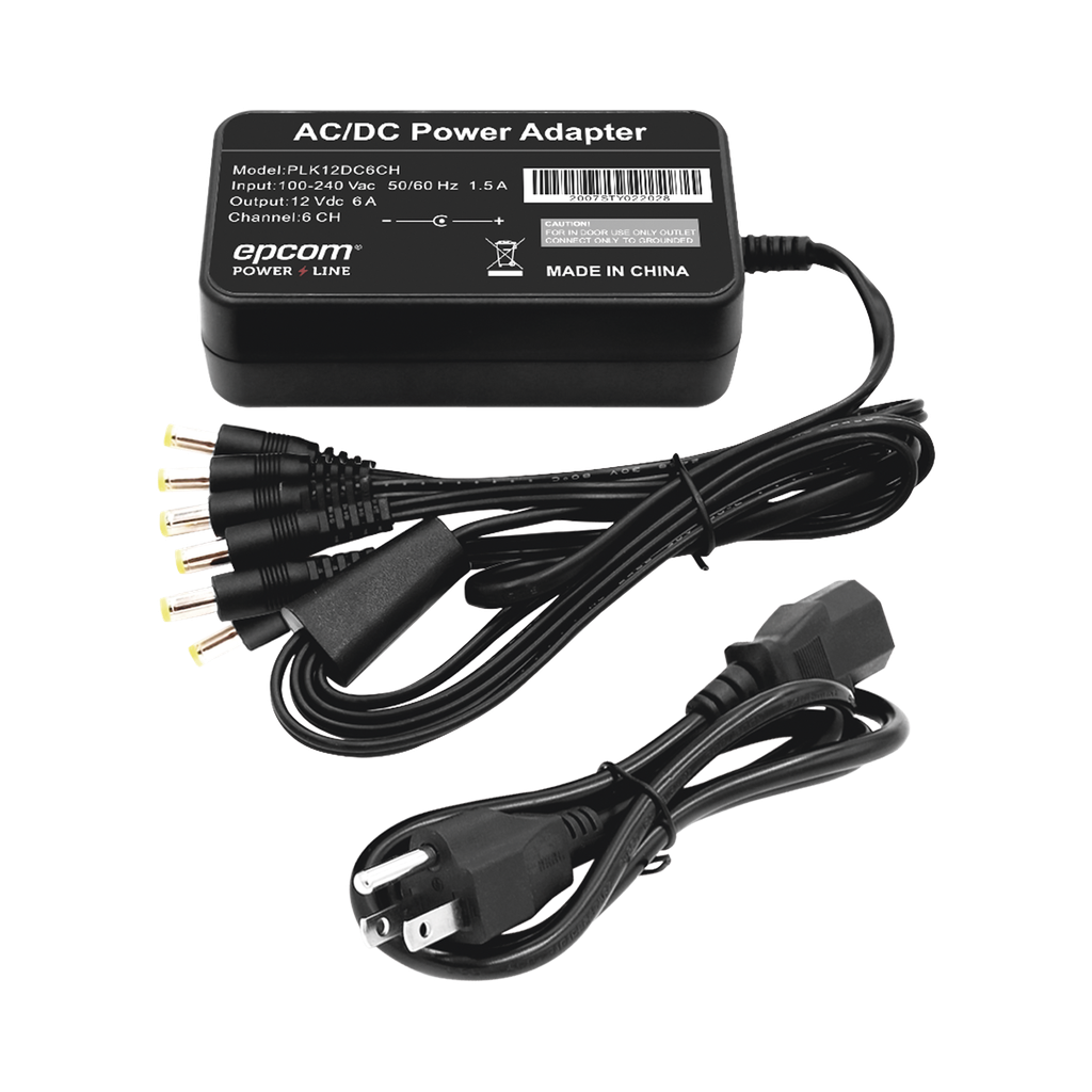 Fuente de Poder de 6 Salidas tipo Jack Macho de 12 Vcc / 6 Amper - EPCOM POWERLINE PLK12DC6CH