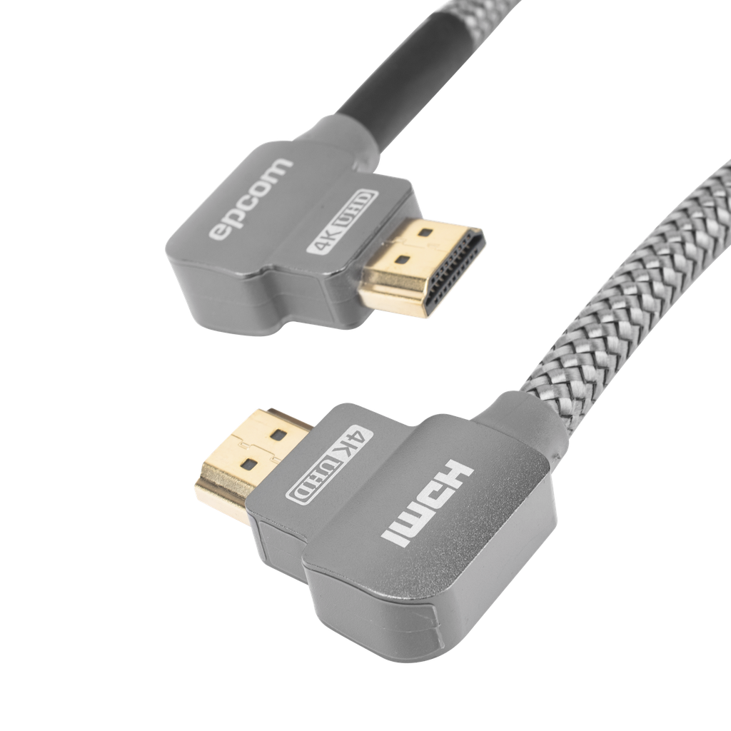 Cable HDMI Ángulo 90° | 1 Metro (3.28 Pies) | Alta Definición | Versión 2.0 | Alta Velocidad 18Gbps | 4K@60Hz | - EPCOM PROAUDIO EP-90H-1M