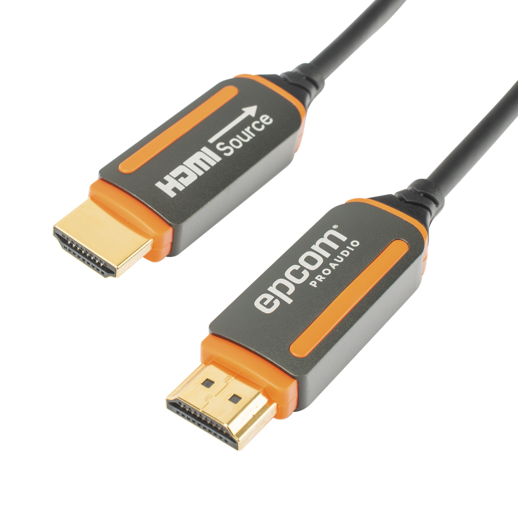 Cable HDMI de Fibra Óptica de 15 Metros (49.21 Pies) | Alta Definición | Versión 2.0 | Alta Velocidad 18Gbps | 4K@60Hz | HDCP 2.2 | Resistente a EMI y RFI - EPCOM PROAUDIO EP-FOH-4K-15M