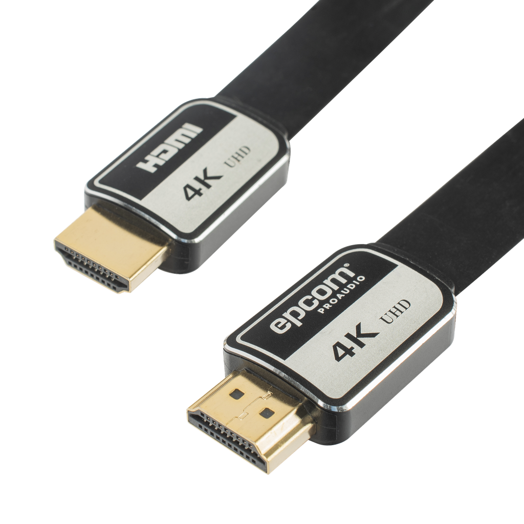 Cable HDMI de 1.8 Metros (5.91 Pies) | Alta Definición | Versión 2.0 | Alta Velocidad 18Gbps | 4K@60Hz | Conectores Chapados en Oro | Tipo Plano - EPCOM PROAUDIO EP-PH-4K-1.8M