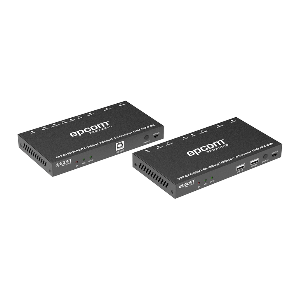 Kit Extensor HDMI | 4K2K@60HZ | HDR 4:4:4 | HDBaseT | 100M | Salida de Audio | HDCP 2.2 | IR Bidireccional | Admite la función USB KVM - EPCOM PROAUDIO EPP-EHB100AU