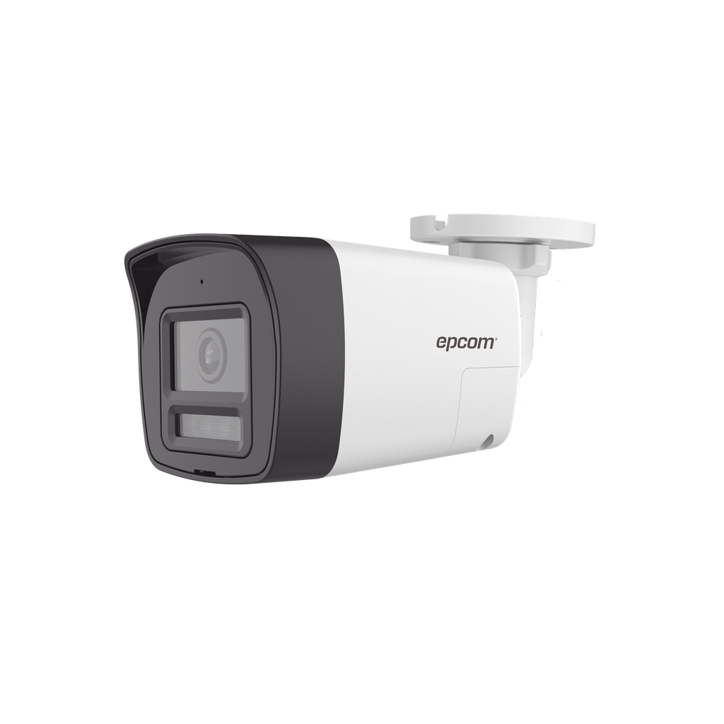 [Audio Bidireccional + Dual Light + ColorVu] Bala TURBOHD 4K (8 Megapixel) / Lente 2.8 mm / 30 mts IR EXIR + 20 mts Luz Blanca / Micrófono y Bocina Integrado / Exterior IP67 / Metal / dWDR - EPCOM PROFESSIONAL B4K-TURBO-EX