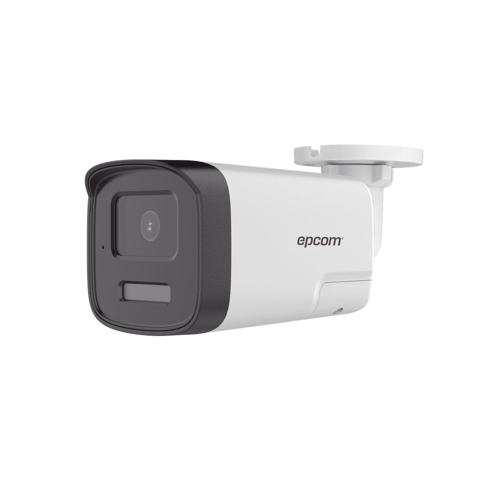 [Audio Bidireccional + Dual Light + ColorVu] Bala TURBOHD 4K (8 Megapixel) / Lente 2.8 mm / 40 mts IR EXIR + 40 mts Luz Blanca / Micrófono y Bocina Integrado / Exterior IP67 / Metal / dWDR - EPCOM PROFESSIONAL B4K-TURBO-EX4