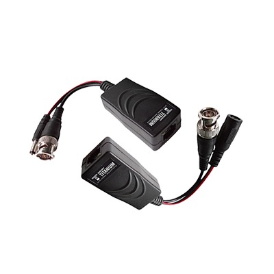 Kit de transceptores activos con conector para alimentación (12V/24Vcc/AC) TurboHD para aplicaciones de video por UTP Cat5e/6 en HD. Distancia de hasta 150 m en 4K - EPCOM TITANIUM TT-101-PV-TURBO