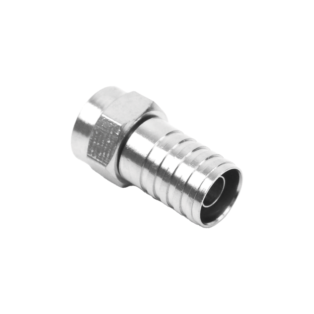 [TT-CON-535] Conector F Macho, Plegable de Doble Blindaje para cable RG-59, Cuerpo de Bronce Niquelado.
