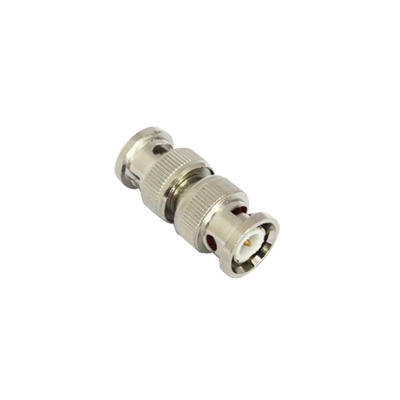 Adaptador tipo barril para 75 Ohm, de conector BNC macho a BNC macho, Niquel/ Oro/ Teflon.