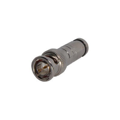 Conector BNC macho de 75 Ohm, con base de resorte para montar a presion cable coaxial RG-59/ Niquel/ Oro/ Teflon.
