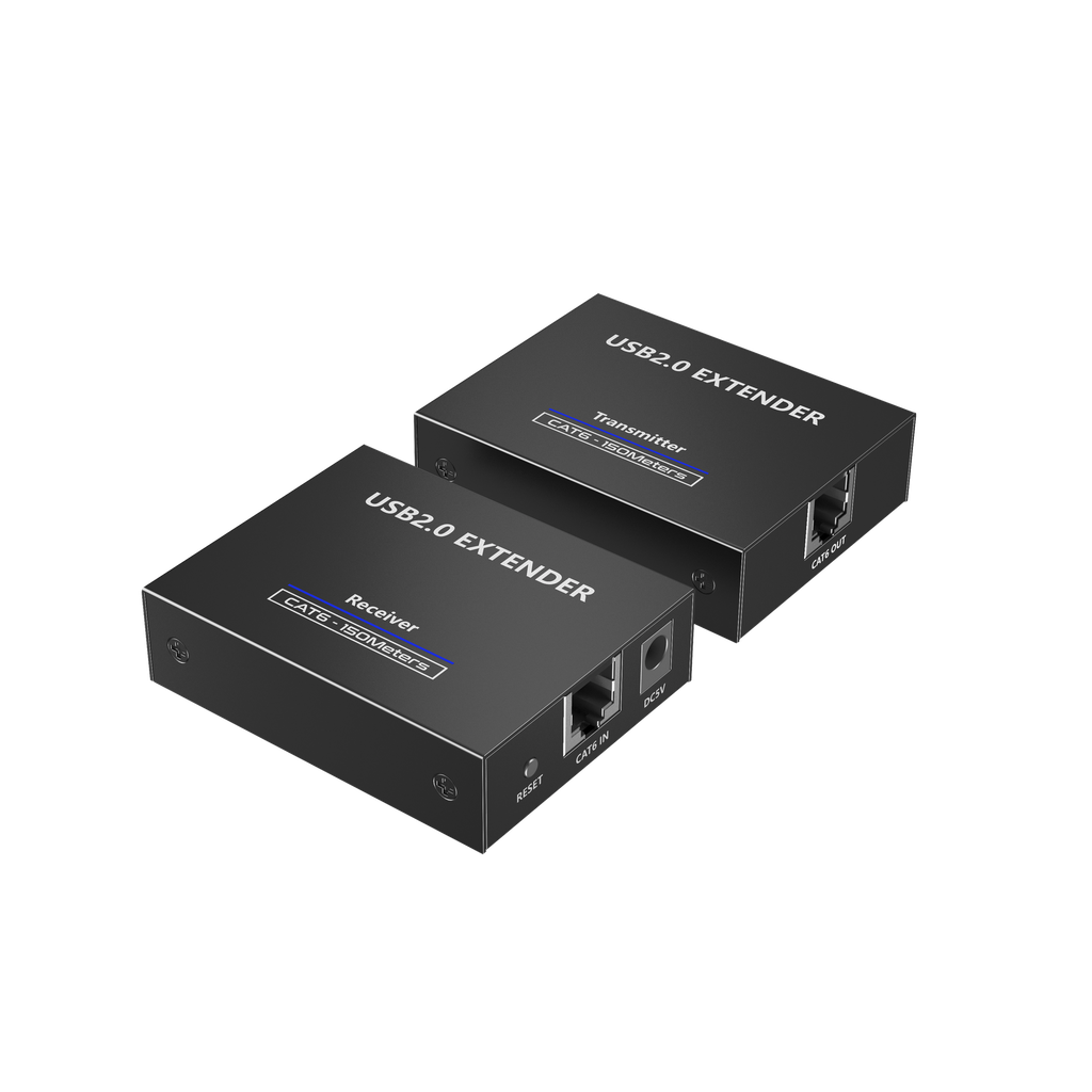 Kit EXTENSOR USB 2.0 de 4 Puertos para Distancias de Hasta 150 m | Soporta USB 2.0, USB 1.1 y USB 1.0 | UTP Cat 5e/6/6a/7 | Soporta Switch Gigabit | Ideal para Cámaras WEB, Impresoras, Escáner, Memorias, Mouse, etc. - EPCOM TITANIUM TT150USB
