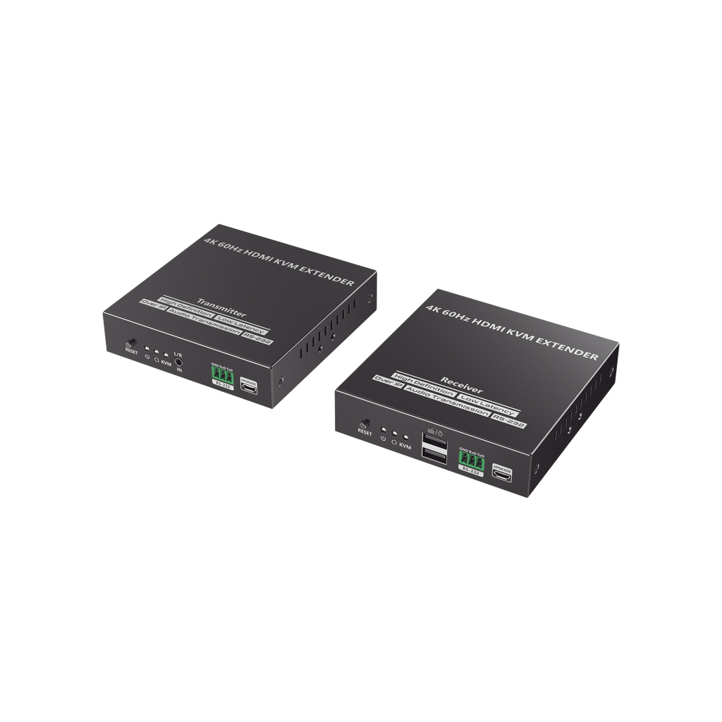 [TT582KVM] Kit Extensor KVM (HDMI y USB) hasta 120 metros | Transmite el Video y Controla tu DVR via USB a distancia | Soporta resolucion 4K @60Hz | Cat 6, 6a y 7 | Salida Loop en el Tx para visualizacion local