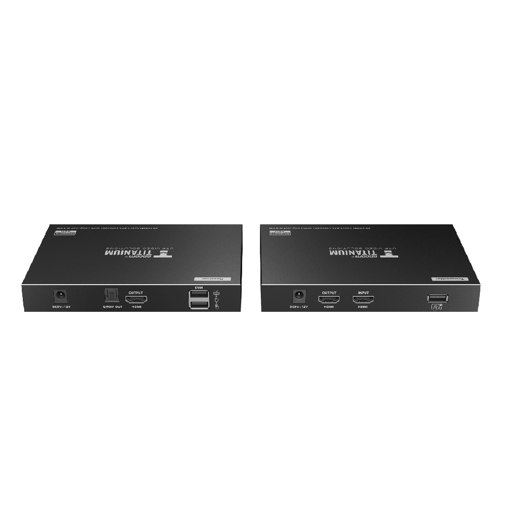 Kit extensor KVM (HDMI y USB) hasta 70 metros | Resolución 4K @ 60 Hz | Cat 6, 6a y 7 | IPCOLOR | CERO LATENCIA | HDR10 | Salida Loop | Puerto S/PDIF | Uso 24/7 | Transmite el Video y Controla tu DVR vía USB a distancia. - EPCOM TITANIUM TT676KVM