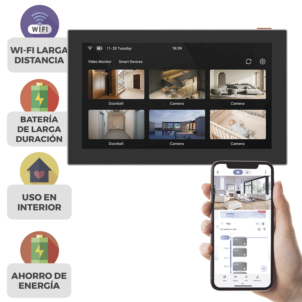 Pantalla Inalámbrica con Batería Recargable 4600mah Wi-fi Ideal para Escritorio o - EZVIZ CSSD7