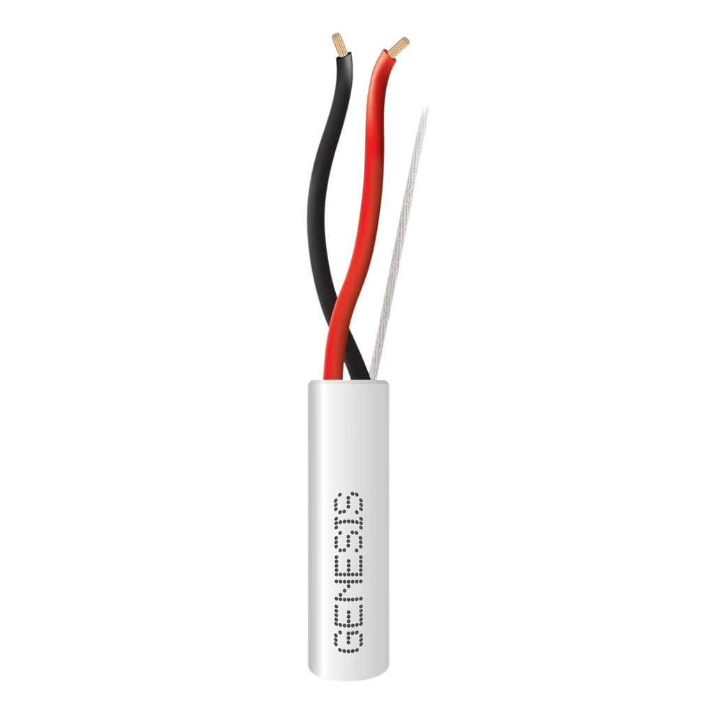 Bobina de 305 Metros (1000 Pies) de Cable 2 x 18 AWG / Riser / Blanco / Para Aplicaciones en Alarmas de Intrusión, Control de Acceso, Interfonos, TV Porteros, Automatización, Audio y Voceo. - GENESIS 2114-1101-1000