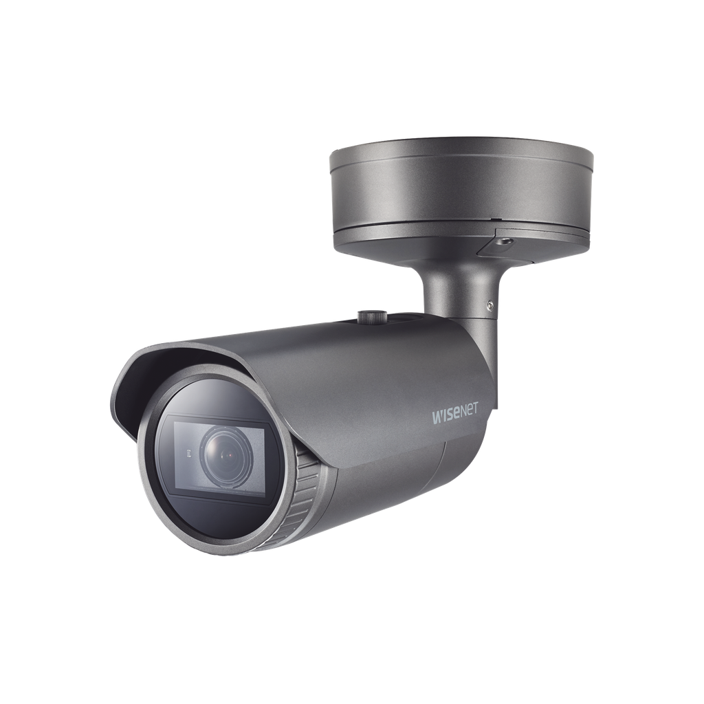 Camara Bala IP 2MP con IA / Lente Motorizado 4.38 a 9.33mm / P-Iris / WDR 120dB / H.265 / RanuraSD / Protección IP67 IK10 NEMA4X - HANWHA VISION PNO-A6081R