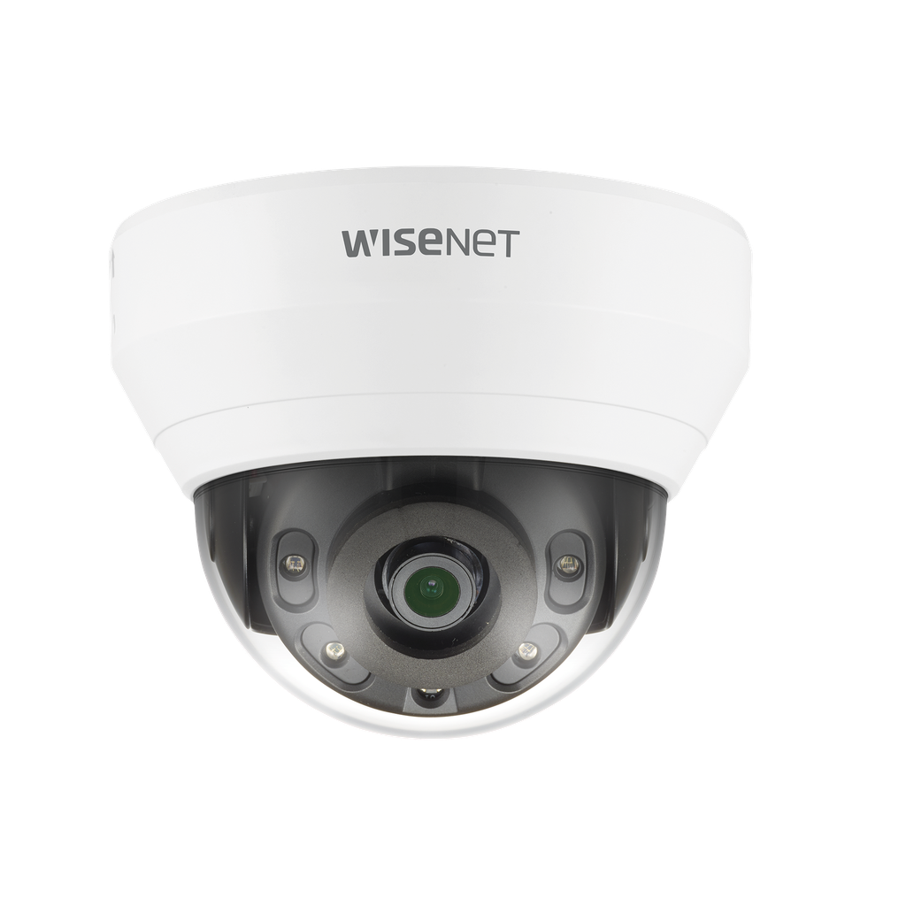 Cámara IP Tipo Domo interior 5 Megapíxel / Lente 2.8 mm / IR 20M / WDR 120db / H.265 & WiseStream - HANWHA VISION QND-8010R