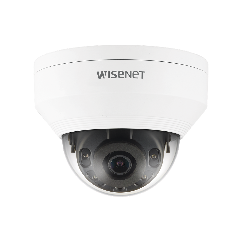 Cámara IP Tipo Domo Antivandálica 5 Megapíxel / Lente 2.8 mm / IR 20M / WDR 120db / Exterior IP66 / H.265 & WiseStream - HANWHA VISION QNV-8010R