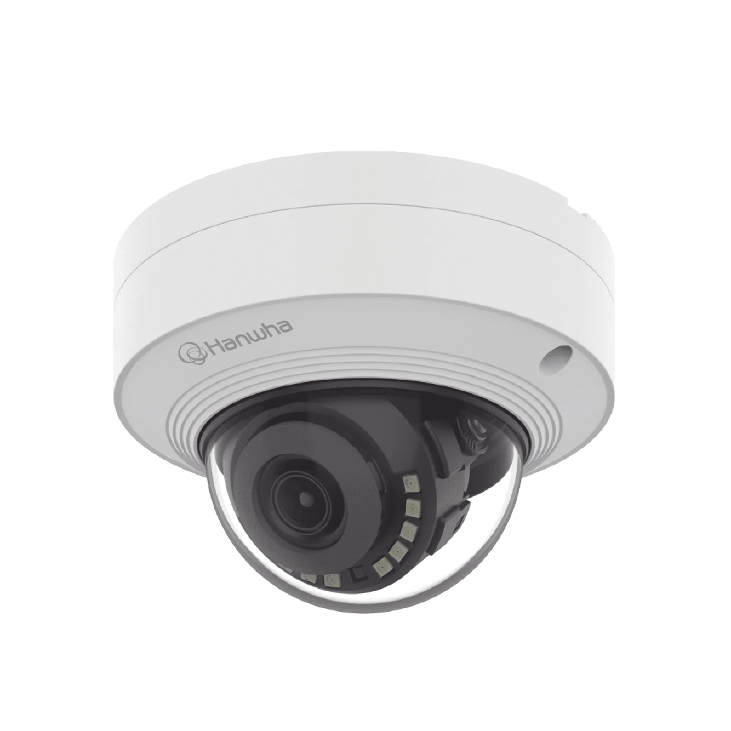 Cámara IP Tipo Domo con inteligencia artificial Antivandálica 5 Megapíxel / Lente 3 mm / IR 20M / WDR 120db / Exterior IP66 / IK10 / NEMA4X / H.265 & WiseStream / Conteo de personas y vehiculos - HANWHA VISION QNV-C8011R